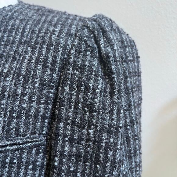 Vintage Augustus Wool Tweed Black & Gray Blazer Jacket Women's Size 14 Old Money - Picture 4 of 10